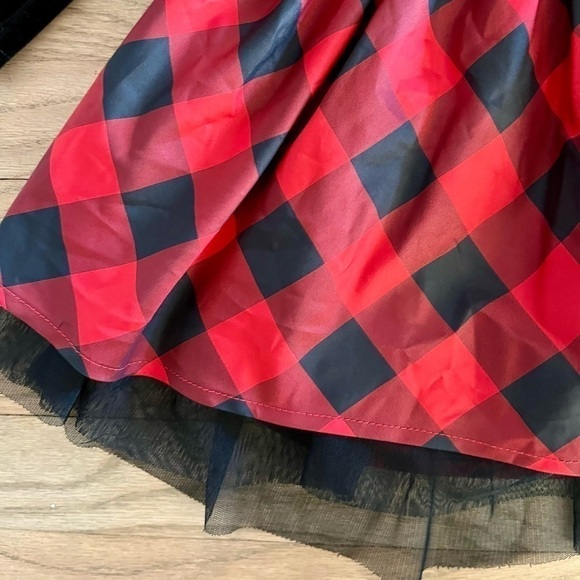 Adorable cat and jack holiday dress size 2T red black velvet tulle plaid - Picture 5 of 6